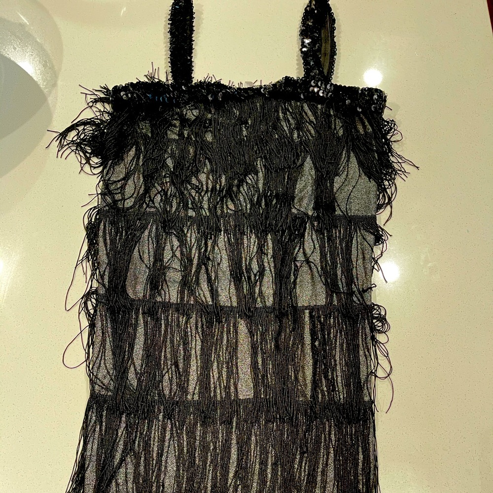 Flapper Black Dress with sequence straps